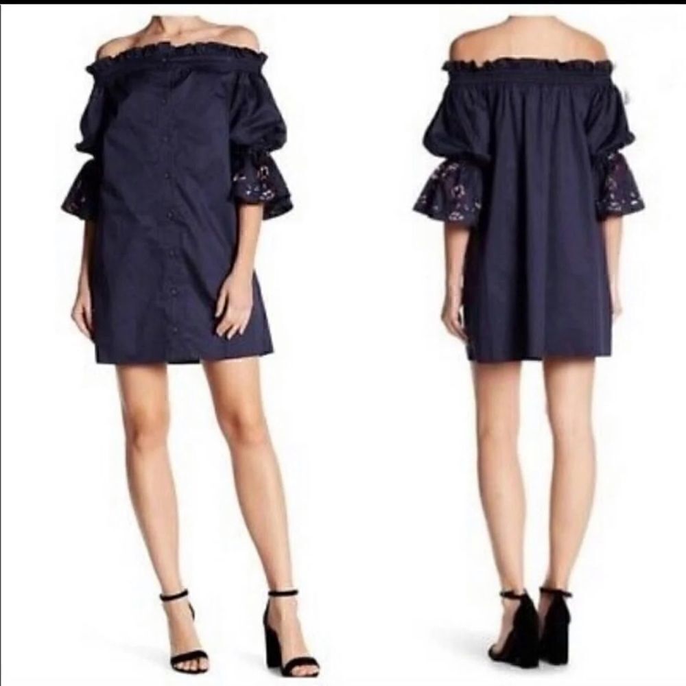 Parker navy blue bell sleeve dress